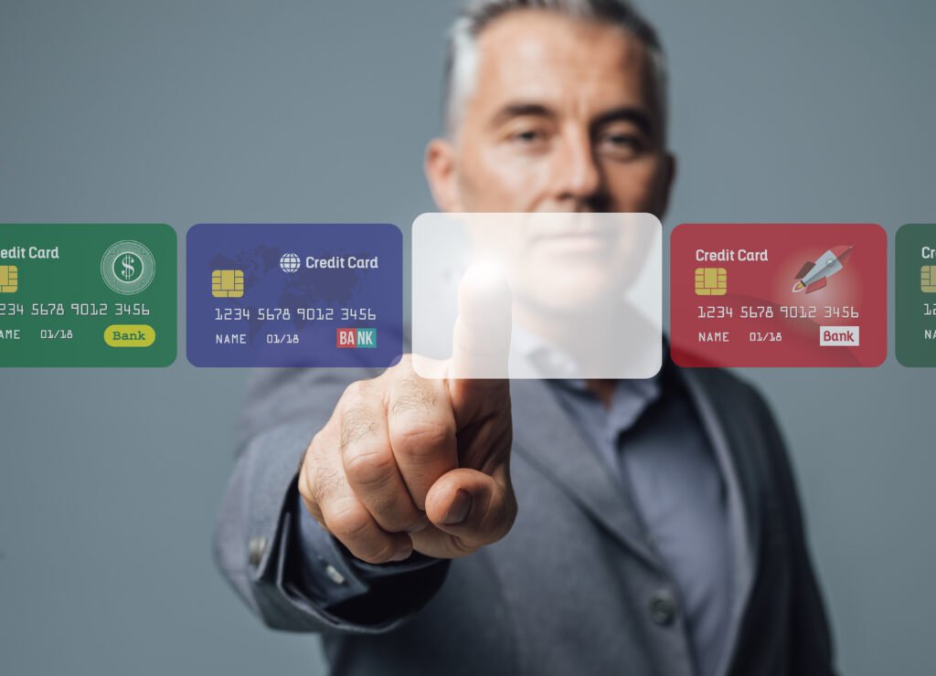 Businessman selecting a payment method
