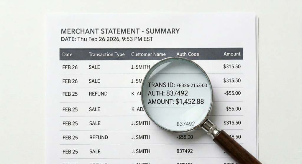 Merchant Processing Statement